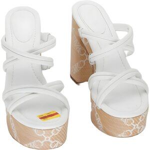 Michael Kors Corrine Strappy Platform Espadrille Sandals Natural White US 7M
